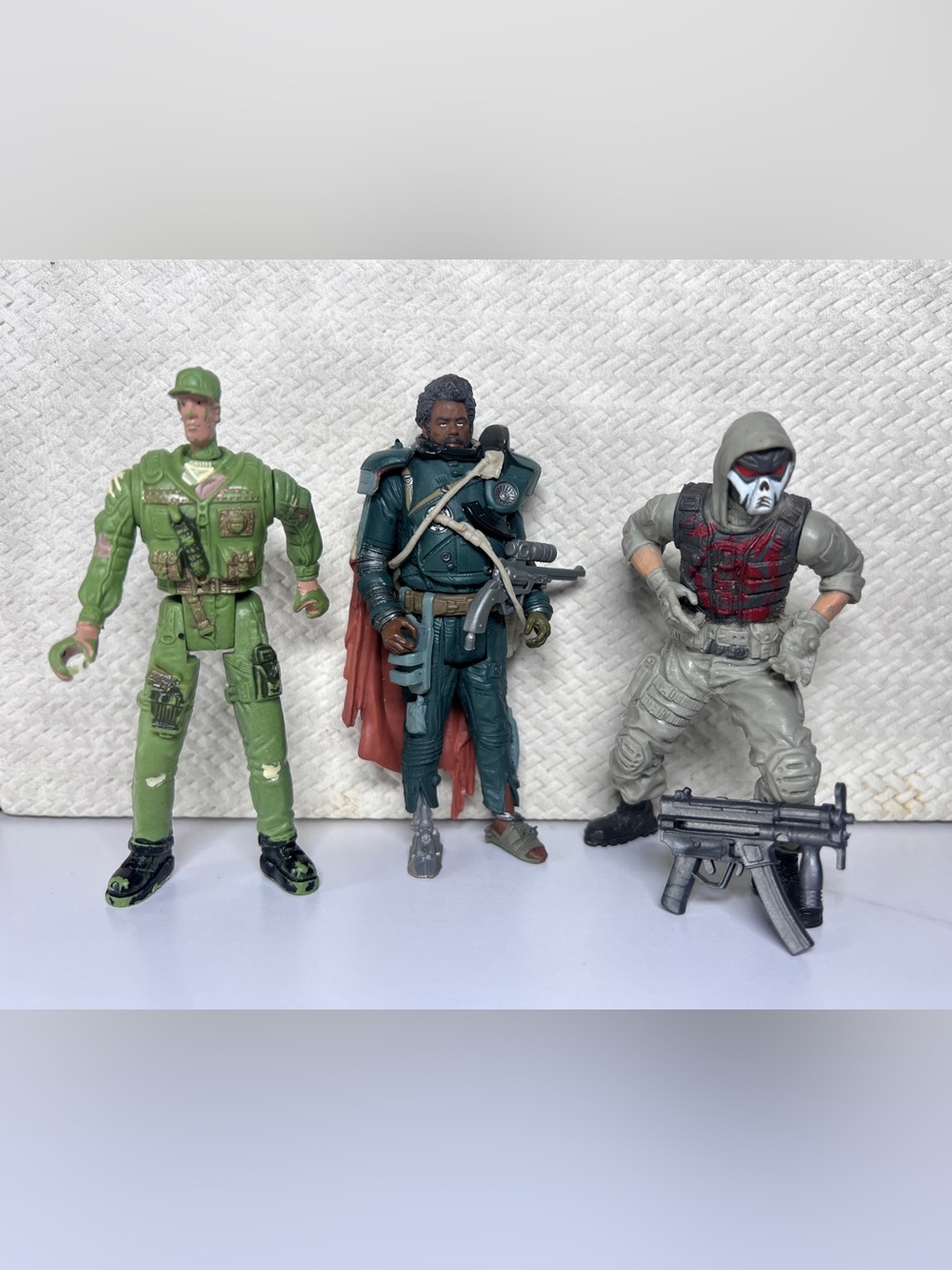 Action Hero Soldier Figure in Dark Teal with Red Cape - Kids Toys